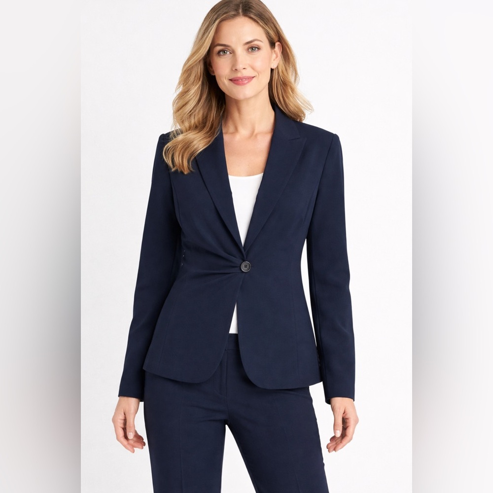 Doncaster Suit Jacket Blazer 12 Stretch Navy Blue Career Classic